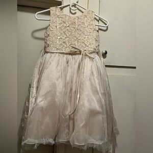 Barbie Cream Floral Lace Kids Dress